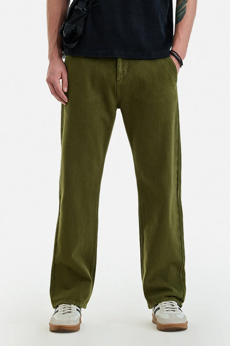 سنيتش Straight Fit Olive Jeans